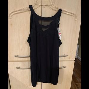 INC BLACK SLEEVELESS WITH MESH FANCY TANK SIZE XS